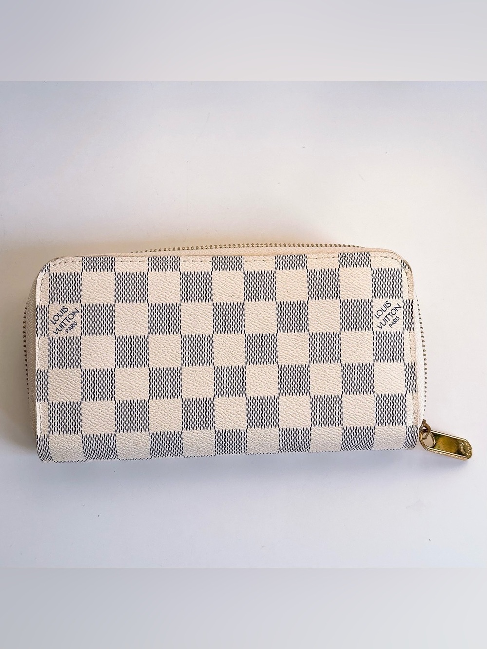 Louis Vuitton Damier Azur Zip-Around Wallet in Cream and Light Blue